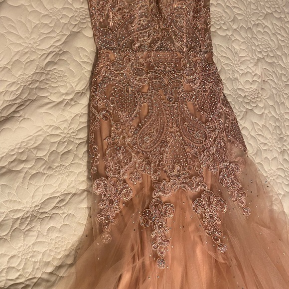 Pink Mermaid Style Rhinestone Prom Dress - Picture 3 of 10